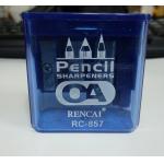 RENCAI RC-857 鉛筆刨, 筒型, 3孔, 透明藍色