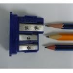 RENCAI RC-857 鉛筆刨, 筒型, 3孔, 透明藍色