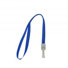 証件吊夾 白色塑膠+ 頸繩 光面藍色